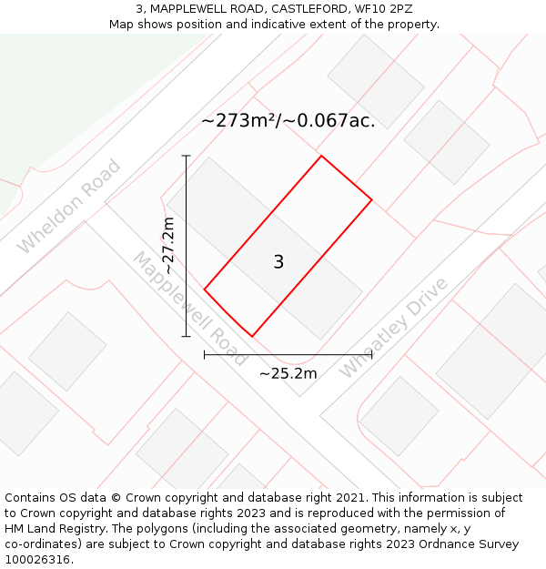 3, MAPPLEWELL ROAD, CASTLEFORD, WF10 2PZ: Plot and title map