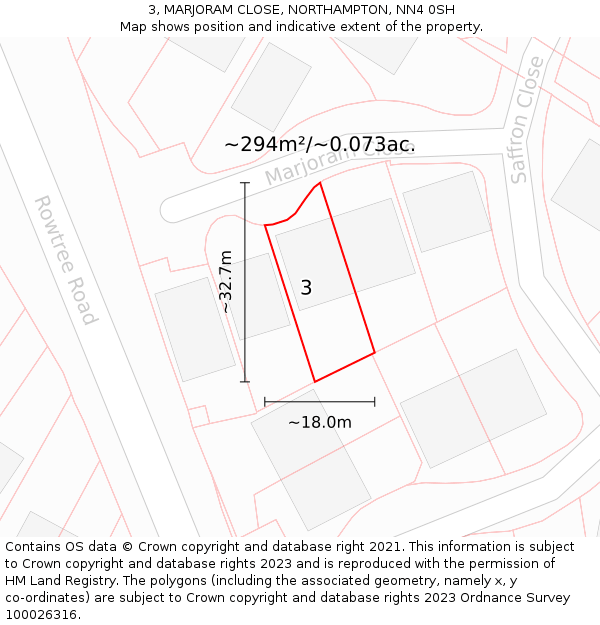 3, MARJORAM CLOSE, NORTHAMPTON, NN4 0SH: Plot and title map