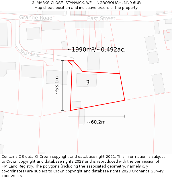 3, MARKS CLOSE, STANWICK, WELLINGBOROUGH, NN9 6UB: Plot and title map