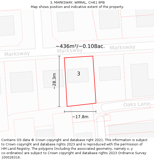 3, MARKSWAY, WIRRAL, CH61 9PB: Plot and title map