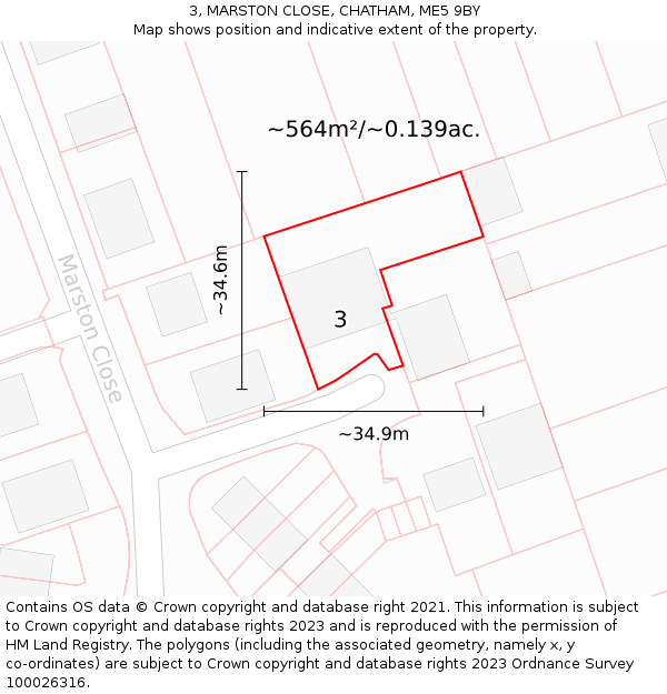 3, MARSTON CLOSE, CHATHAM, ME5 9BY: Plot and title map
