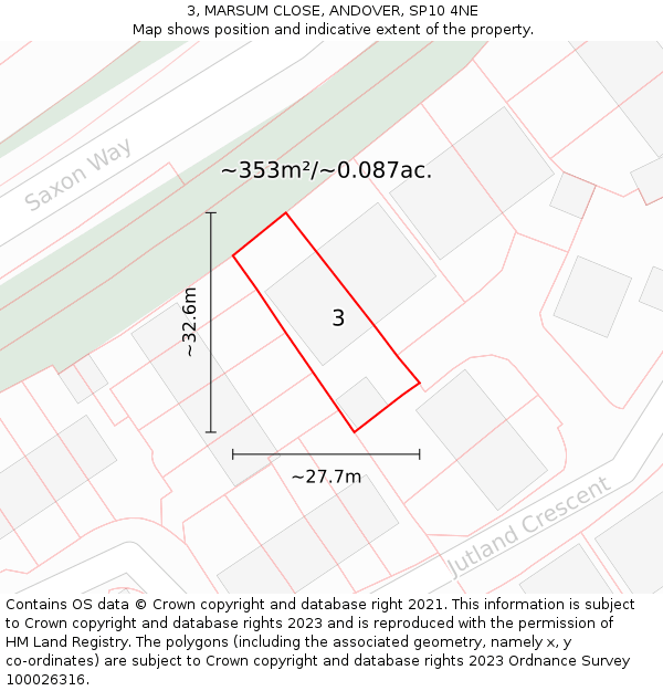 3, MARSUM CLOSE, ANDOVER, SP10 4NE: Plot and title map