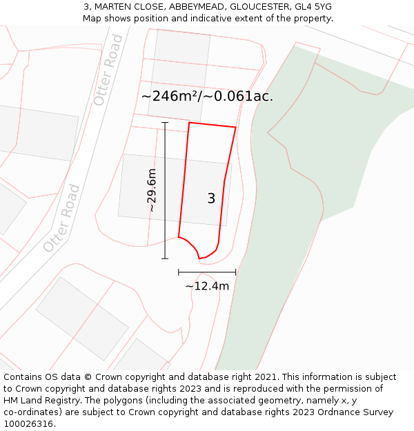 3, MARTEN CLOSE, ABBEYMEAD, GLOUCESTER, GL4 5YG: Plot and title map