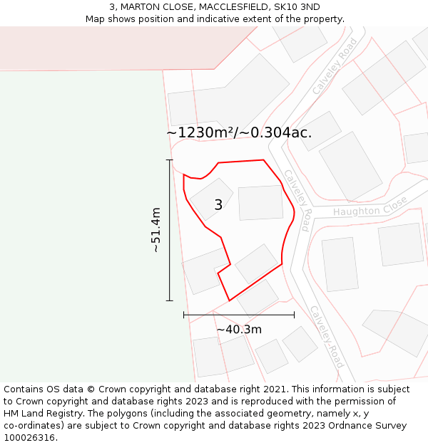 3, MARTON CLOSE, MACCLESFIELD, SK10 3ND: Plot and title map