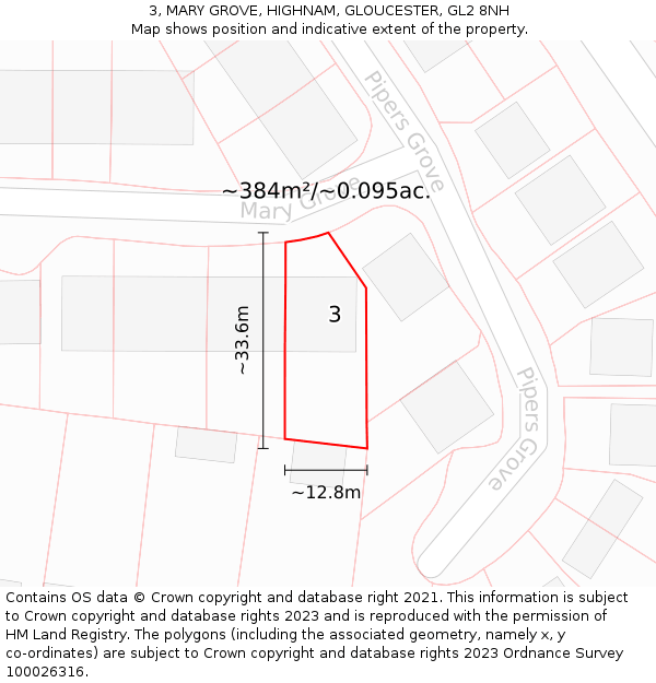 3, MARY GROVE, HIGHNAM, GLOUCESTER, GL2 8NH: Plot and title map