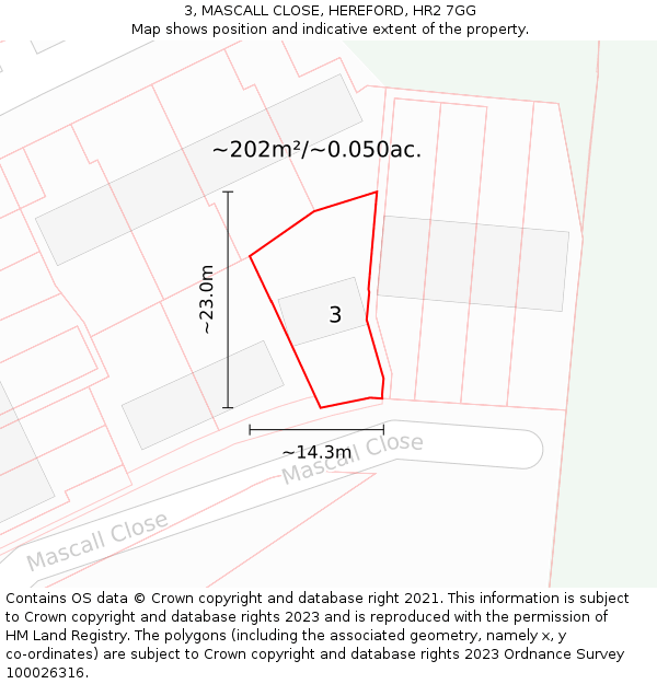 3, MASCALL CLOSE, HEREFORD, HR2 7GG: Plot and title map