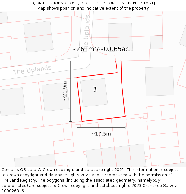 3, MATTERHORN CLOSE, BIDDULPH, STOKE-ON-TRENT, ST8 7FJ: Plot and title map
