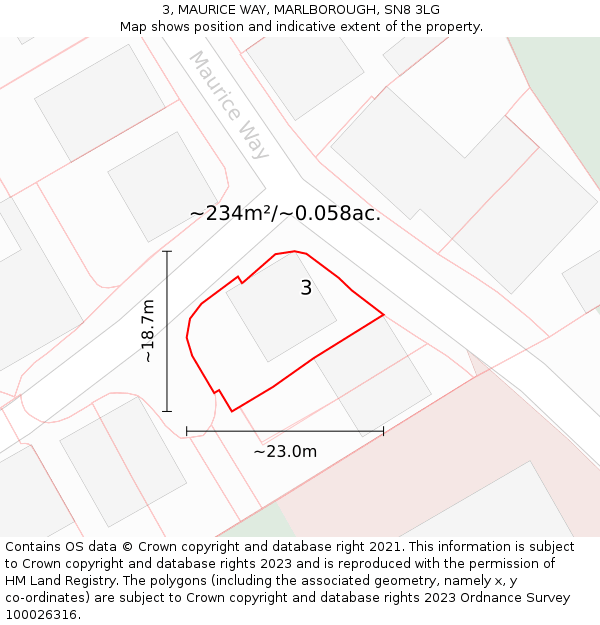 3, MAURICE WAY, MARLBOROUGH, SN8 3LG: Plot and title map