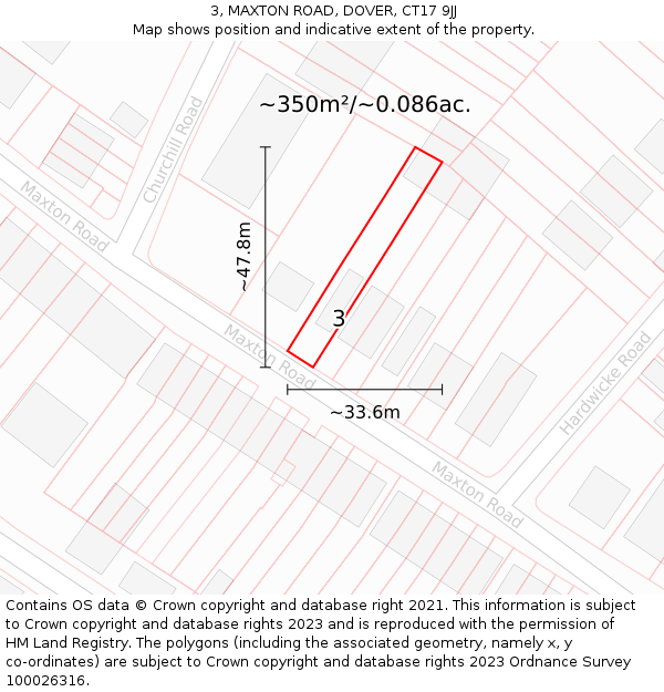 3, MAXTON ROAD, DOVER, CT17 9JJ: Plot and title map