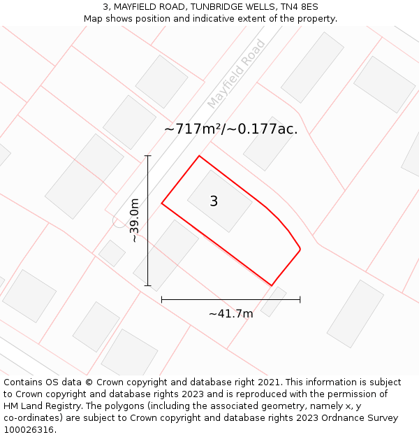 3, MAYFIELD ROAD, TUNBRIDGE WELLS, TN4 8ES: Plot and title map