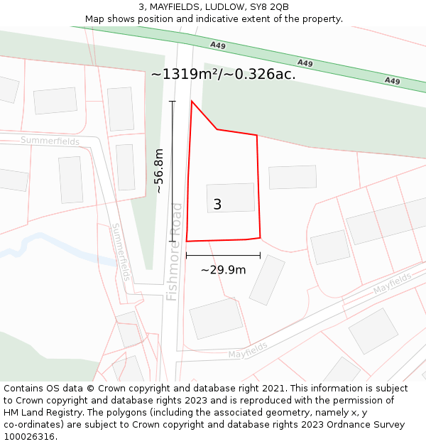 3, MAYFIELDS, LUDLOW, SY8 2QB: Plot and title map