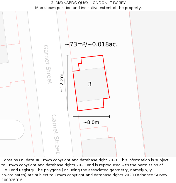 3, MAYNARDS QUAY, LONDON, E1W 3RY: Plot and title map
