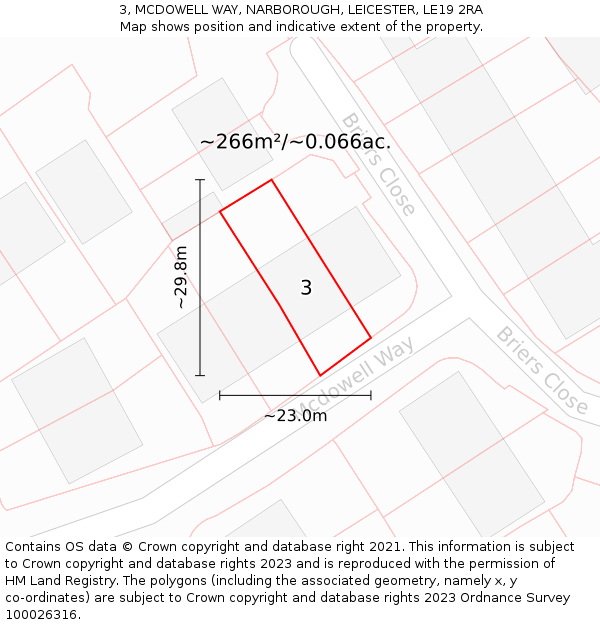 3, MCDOWELL WAY, NARBOROUGH, LEICESTER, LE19 2RA: Plot and title map
