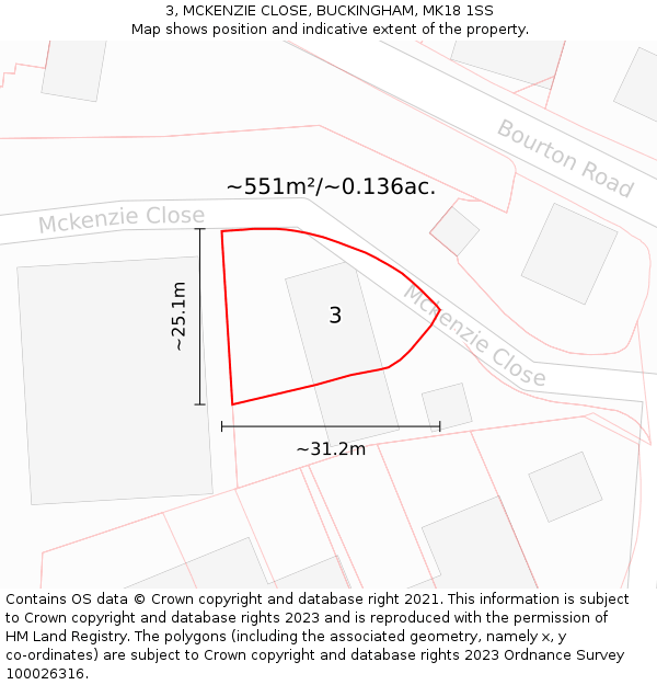 3, MCKENZIE CLOSE, BUCKINGHAM, MK18 1SS: Plot and title map