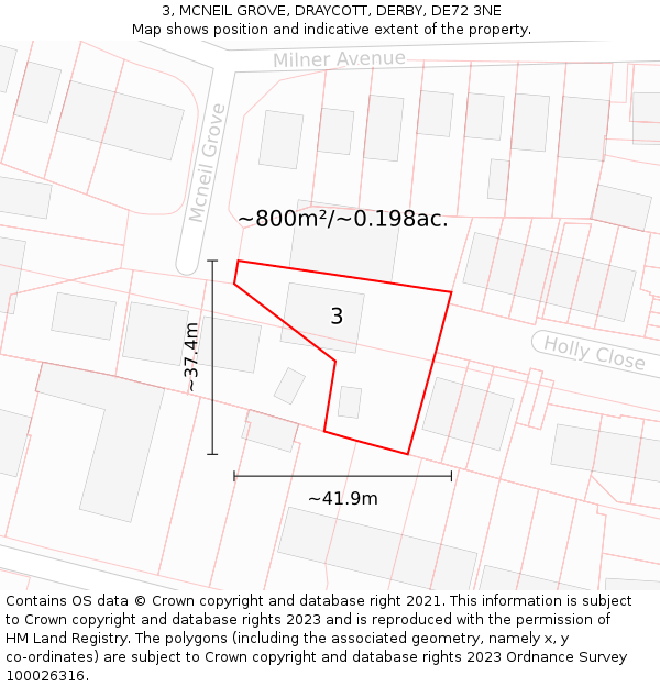 3, MCNEIL GROVE, DRAYCOTT, DERBY, DE72 3NE: Plot and title map