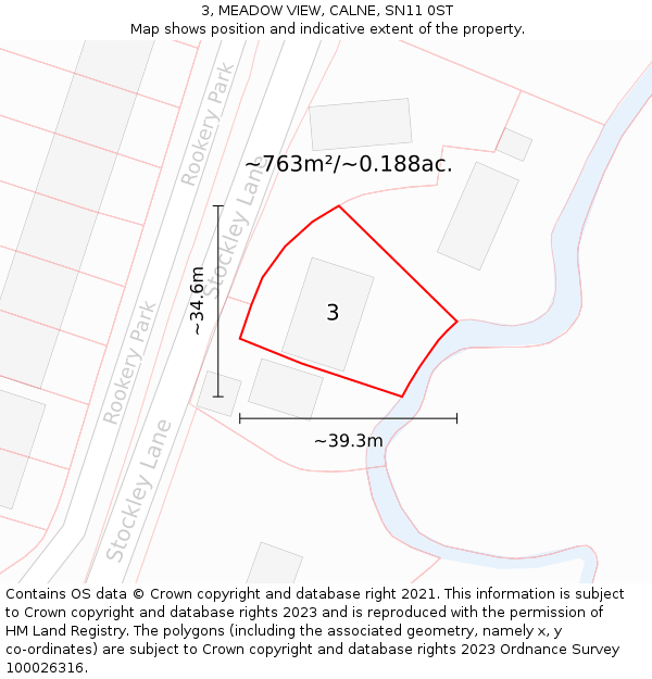 3, MEADOW VIEW, CALNE, SN11 0ST: Plot and title map