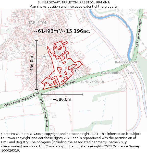 3, MEADOWAY, TARLETON, PRESTON, PR4 6NA: Plot and title map