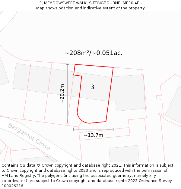 3, MEADOWSWEET WALK, SITTINGBOURNE, ME10 4EU: Plot and title map