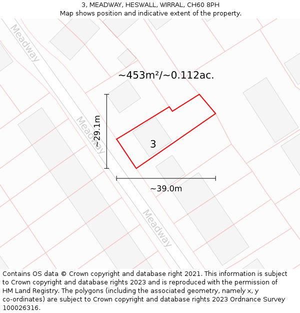 3, MEADWAY, HESWALL, WIRRAL, CH60 8PH: Plot and title map