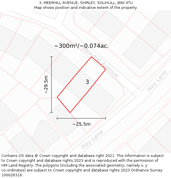 3, MEERHILL AVENUE, SHIRLEY, SOLIHULL, B90 4TU: Plot and title map