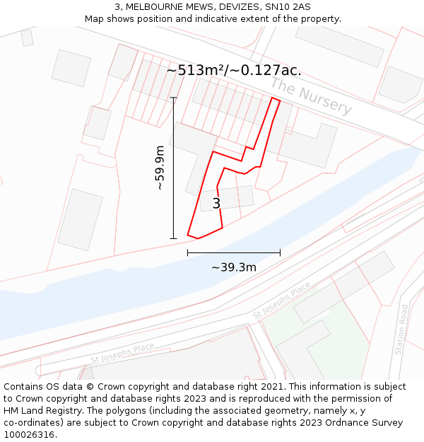 3, MELBOURNE MEWS, DEVIZES, SN10 2AS: Plot and title map