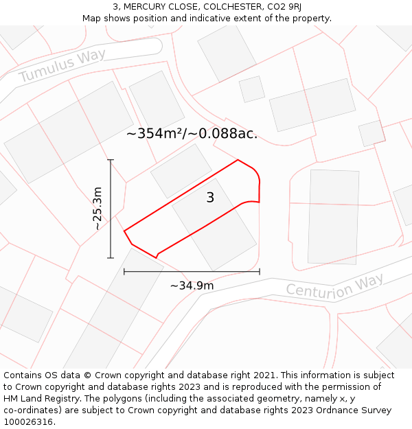 3, MERCURY CLOSE, COLCHESTER, CO2 9RJ: Plot and title map