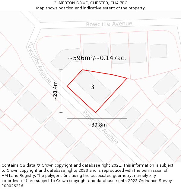 3, MERTON DRIVE, CHESTER, CH4 7PG: Plot and title map