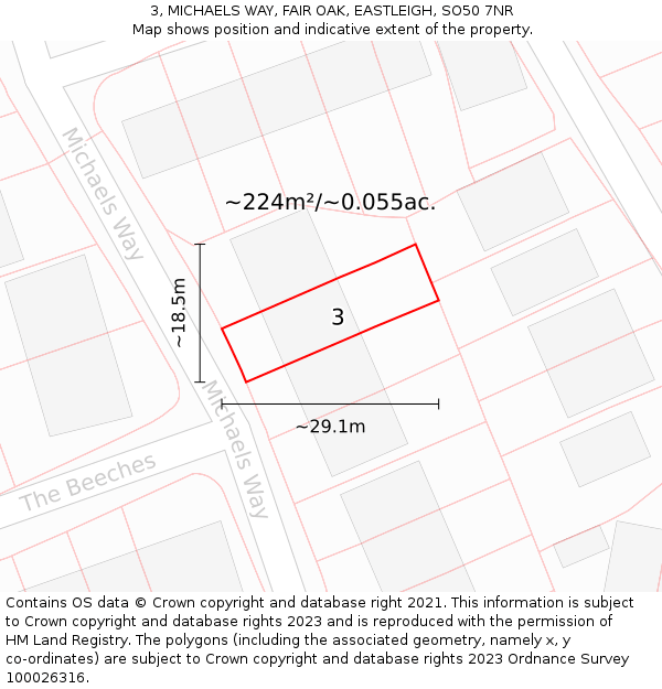 3, MICHAELS WAY, FAIR OAK, EASTLEIGH, SO50 7NR: Plot and title map