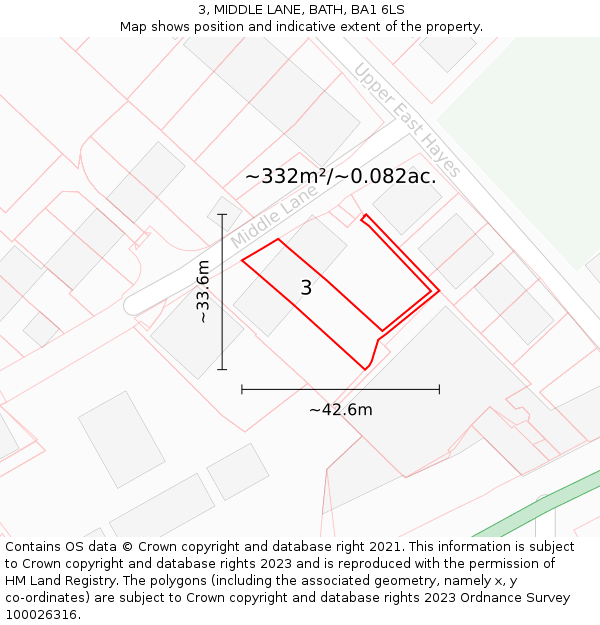 3, MIDDLE LANE, BATH, BA1 6LS: Plot and title map