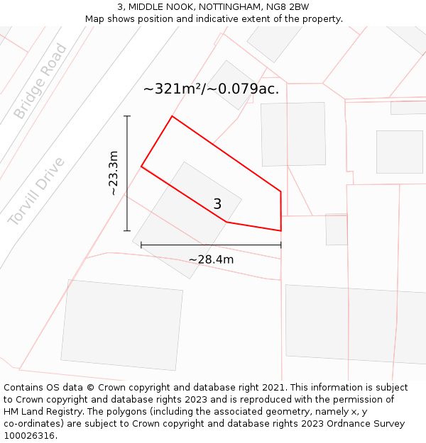 3, MIDDLE NOOK, NOTTINGHAM, NG8 2BW: Plot and title map
