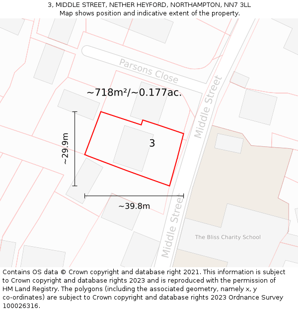 3, MIDDLE STREET, NETHER HEYFORD, NORTHAMPTON, NN7 3LL: Plot and title map