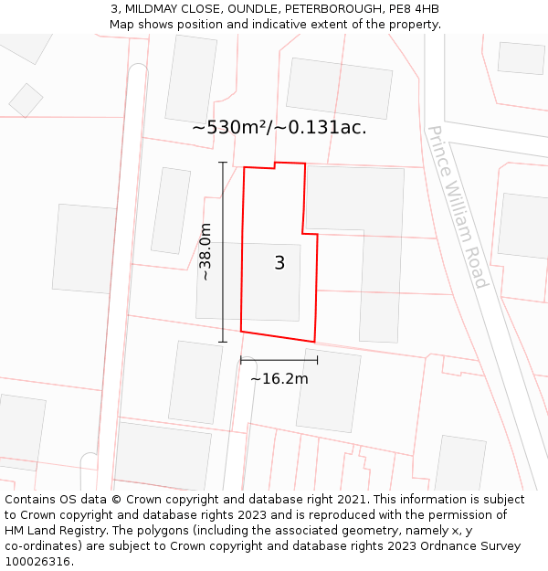 3, MILDMAY CLOSE, OUNDLE, PETERBOROUGH, PE8 4HB: Plot and title map