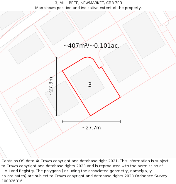 3, MILL REEF, NEWMARKET, CB8 7FB: Plot and title map