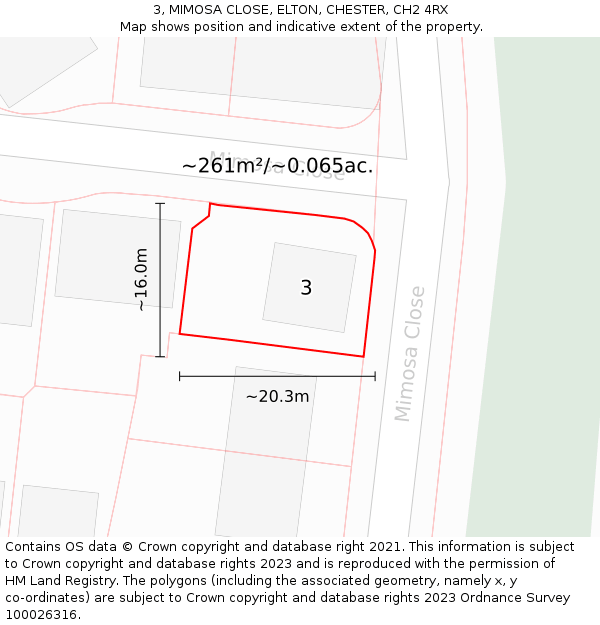3, MIMOSA CLOSE, ELTON, CHESTER, CH2 4RX: Plot and title map