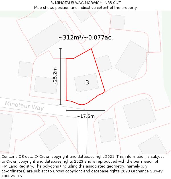 3, MINOTAUR WAY, NORWICH, NR5 0UZ: Plot and title map