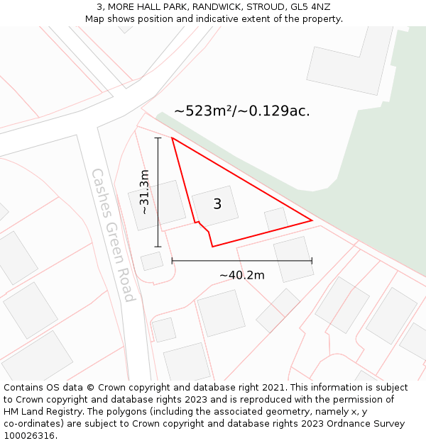 3, MORE HALL PARK, RANDWICK, STROUD, GL5 4NZ: Plot and title map