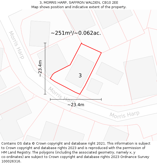 3, MORRIS HARP, SAFFRON WALDEN, CB10 2EE: Plot and title map