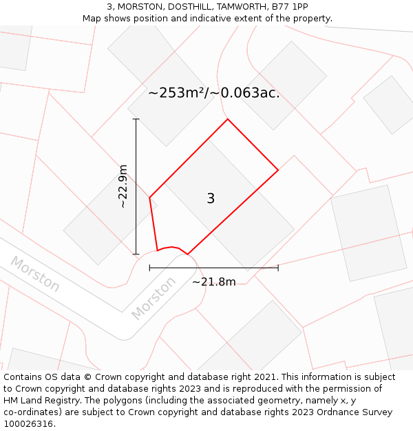 3, MORSTON, DOSTHILL, TAMWORTH, B77 1PP: Plot and title map