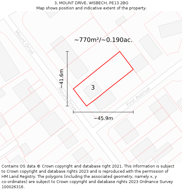 3, MOUNT DRIVE, WISBECH, PE13 2BG: Plot and title map