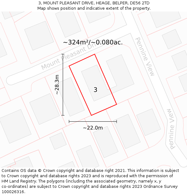 3, MOUNT PLEASANT DRIVE, HEAGE, BELPER, DE56 2TD: Plot and title map