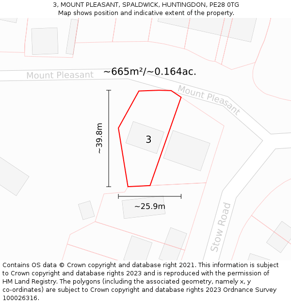 3, MOUNT PLEASANT, SPALDWICK, HUNTINGDON, PE28 0TG: Plot and title map