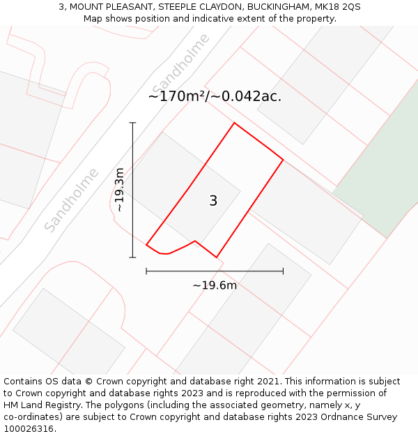 3, MOUNT PLEASANT, STEEPLE CLAYDON, BUCKINGHAM, MK18 2QS: Plot and title map