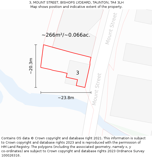 3, MOUNT STREET, BISHOPS LYDEARD, TAUNTON, TA4 3LH: Plot and title map