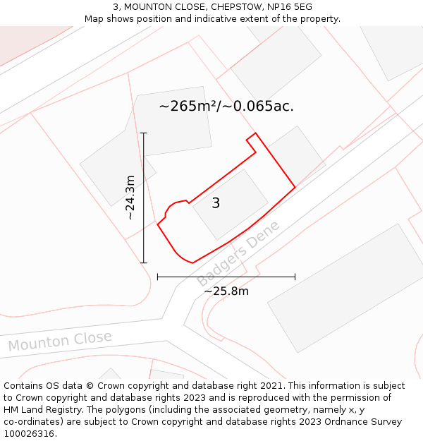 3, MOUNTON CLOSE, CHEPSTOW, NP16 5EG: Plot and title map