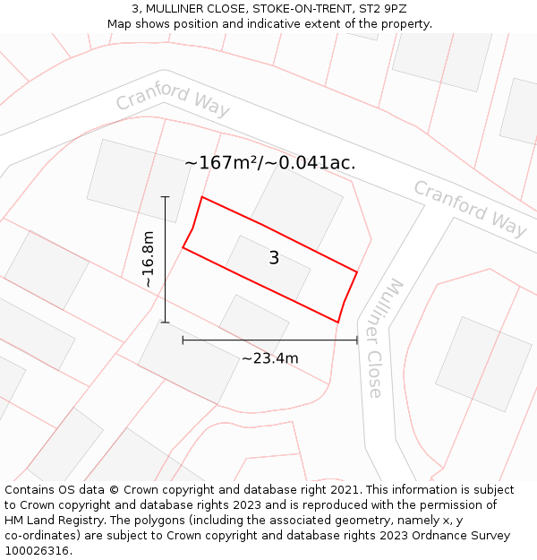 3, MULLINER CLOSE, STOKE-ON-TRENT, ST2 9PZ: Plot and title map