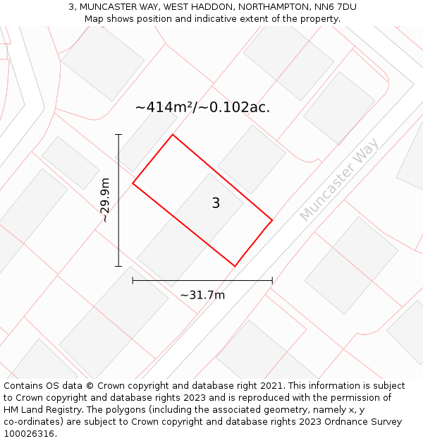 3, MUNCASTER WAY, WEST HADDON, NORTHAMPTON, NN6 7DU: Plot and title map
