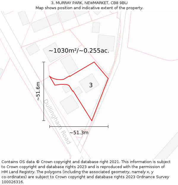 3, MURRAY PARK, NEWMARKET, CB8 9BU: Plot and title map