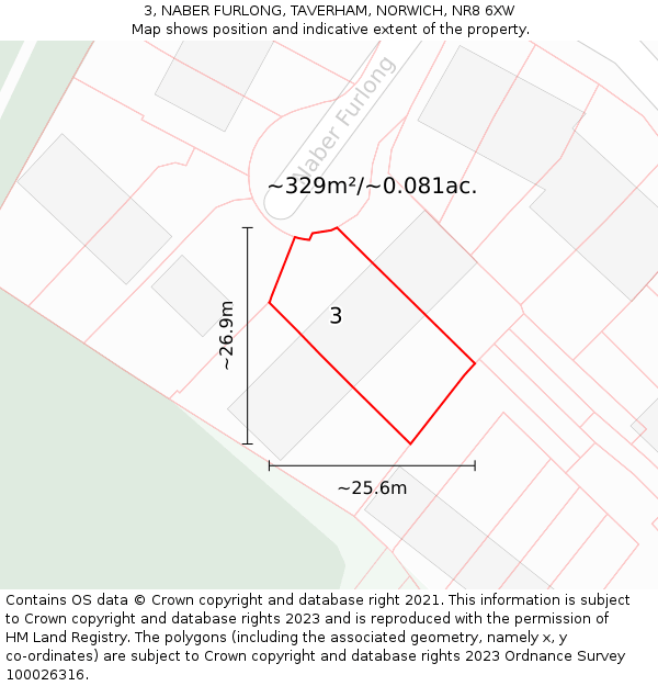 3, NABER FURLONG, TAVERHAM, NORWICH, NR8 6XW: Plot and title map
