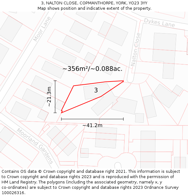 3, NALTON CLOSE, COPMANTHORPE, YORK, YO23 3YY: Plot and title map