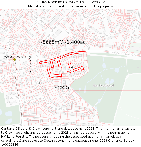 3, NAN NOOK ROAD, MANCHESTER, M23 9BZ: Plot and title map